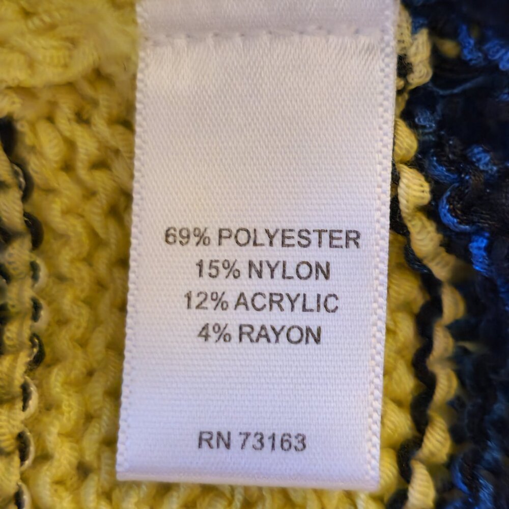 ❤️ 4/$20 Cable & Gauge knit sweater Women's medium stripes yellow blue comfy - Picture 13 of 14